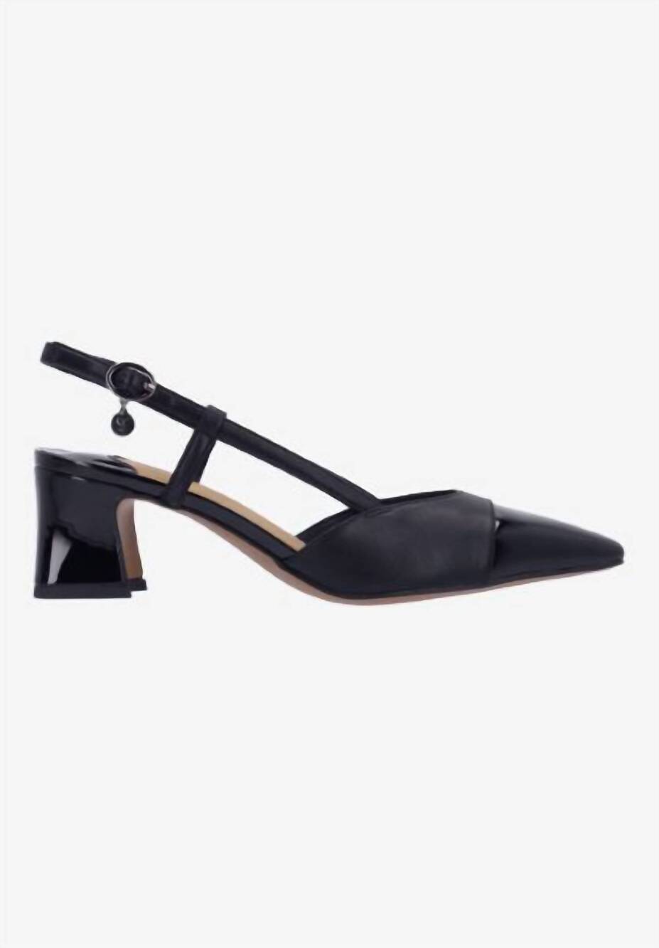 NEW J. RENEE women's cyrene slingback pump in black leatherette/patent